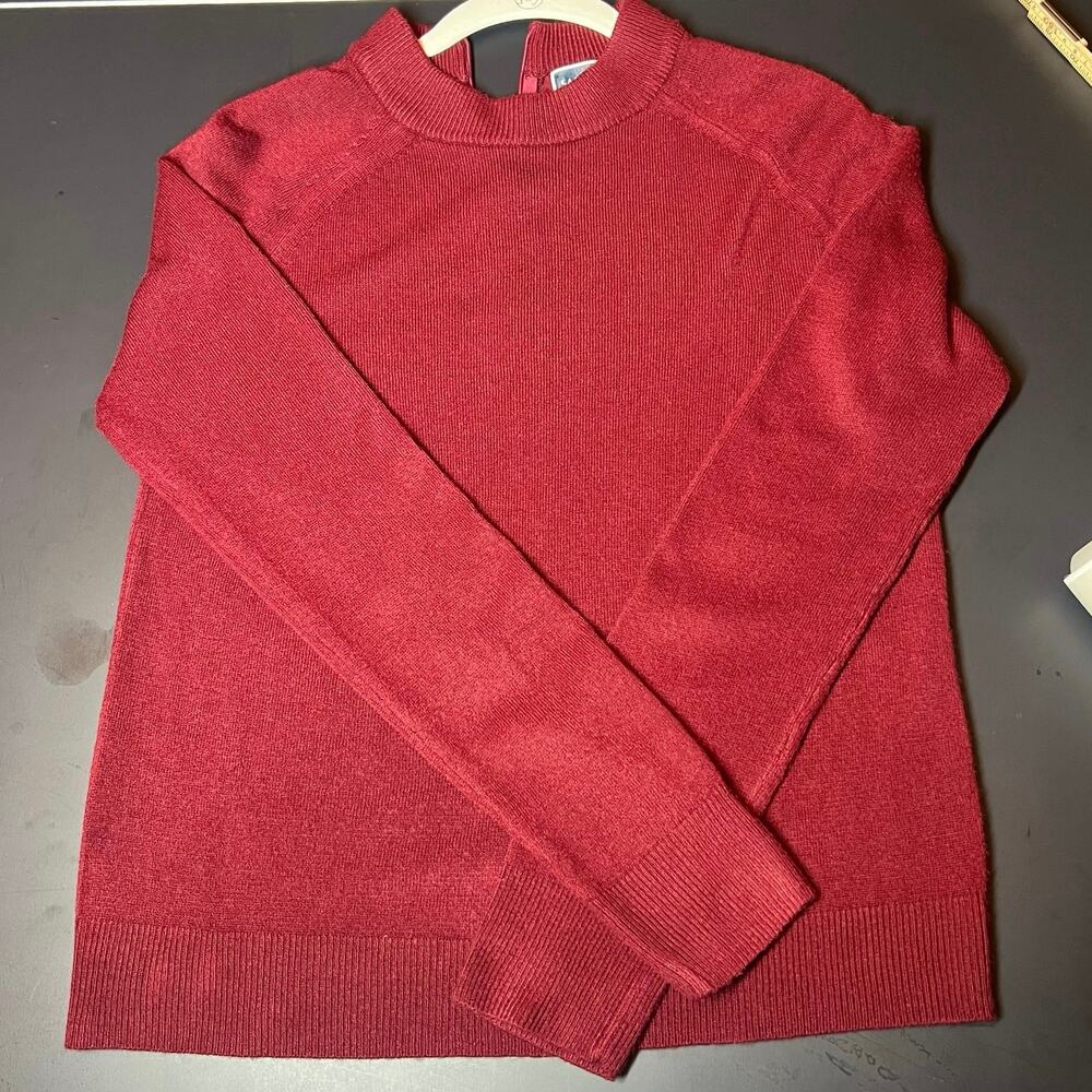 Karen Scott Burgundy Mock Neck Cutout Back Knit Sweater Size S